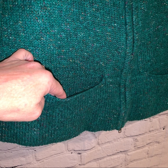 Fever green zip front cardigan w/Oversized collar - Picture 2 of 11